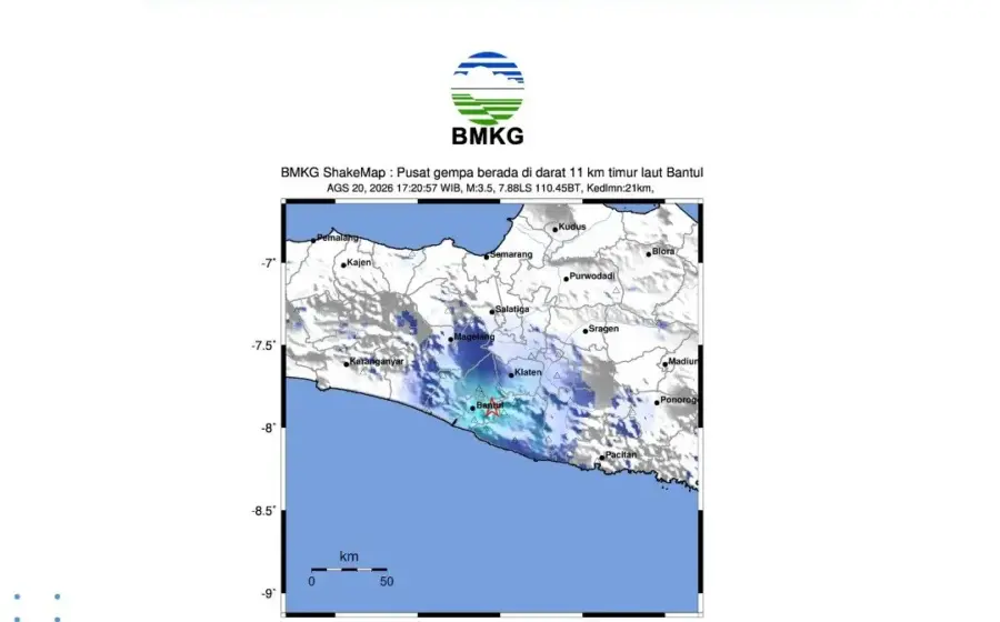 Gempa M3,5 Guncang Bantul Yogyakarta, Getaran Terasa hingga Solo dan Magelang