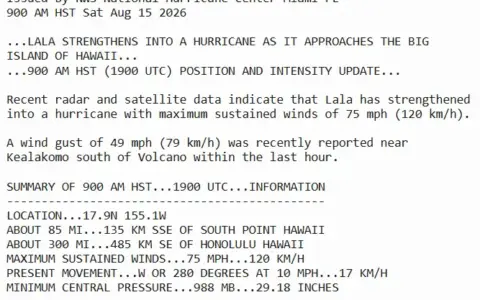 Badai Lala Meningkat Jadi Hurikan, Mendekati Pulau Besar Hawaii