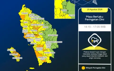 BMKG Peringatkan Hujan Sedang-Lebat di Sumatera Utara