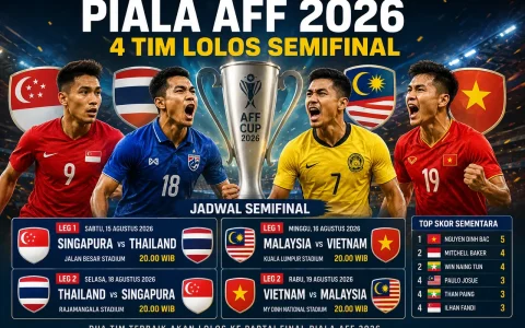 Jadwal Semifinal Piala AFF 2026: Singapura vs Thailand, Malaysia vs Vietnam